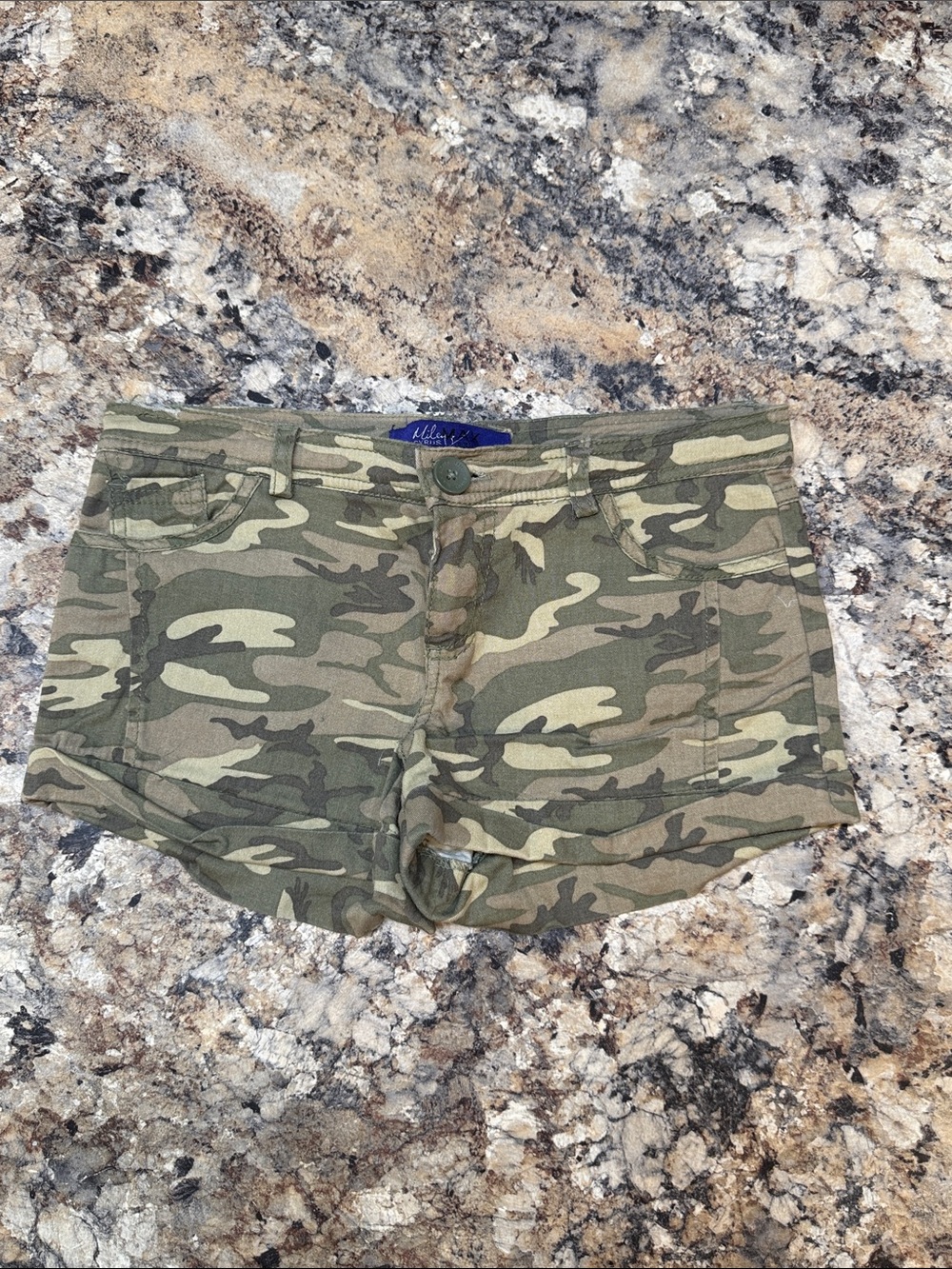 Miley Cyrus & Max Azria Camo Jean Shorts - Olive Green